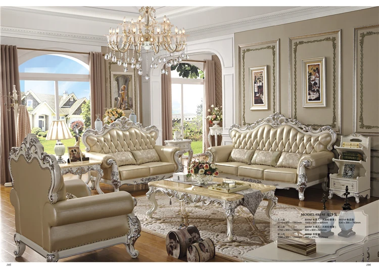 New model french style furniture leather sofa set