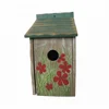 Fancy Hanging painting flower style wooden bird house