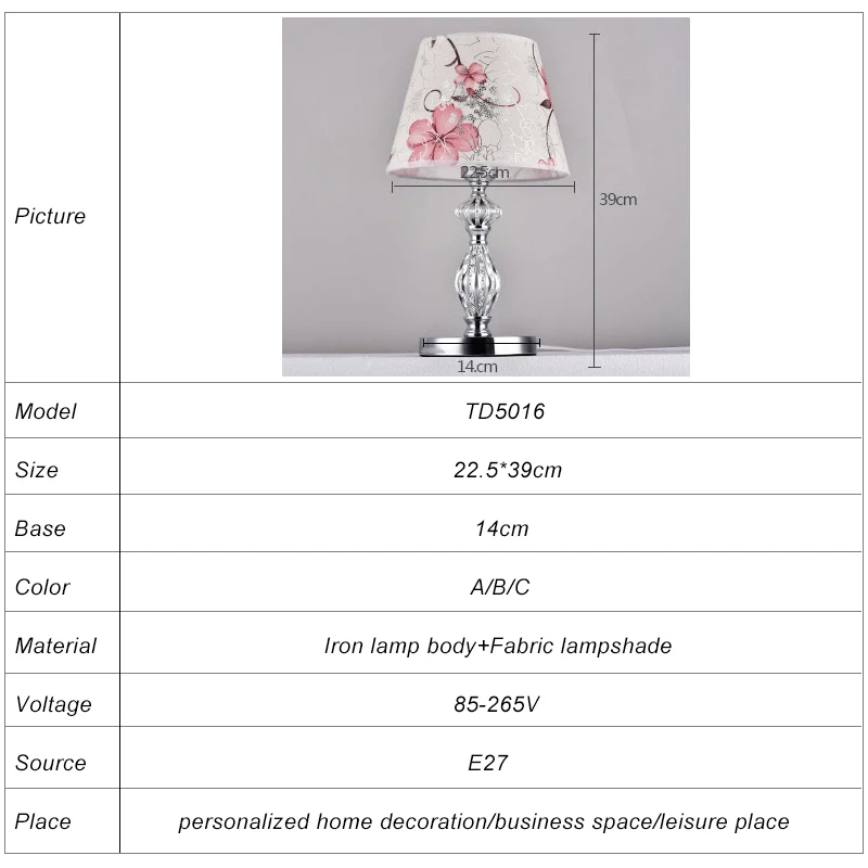 Modern  Home Fabric Table Lamp Hotel room Decorative Chrome Material Table lamp