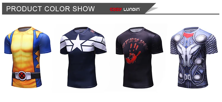 Customised 3D Printing shortsleeve tshirt marvel rash guard super hero t-shirts