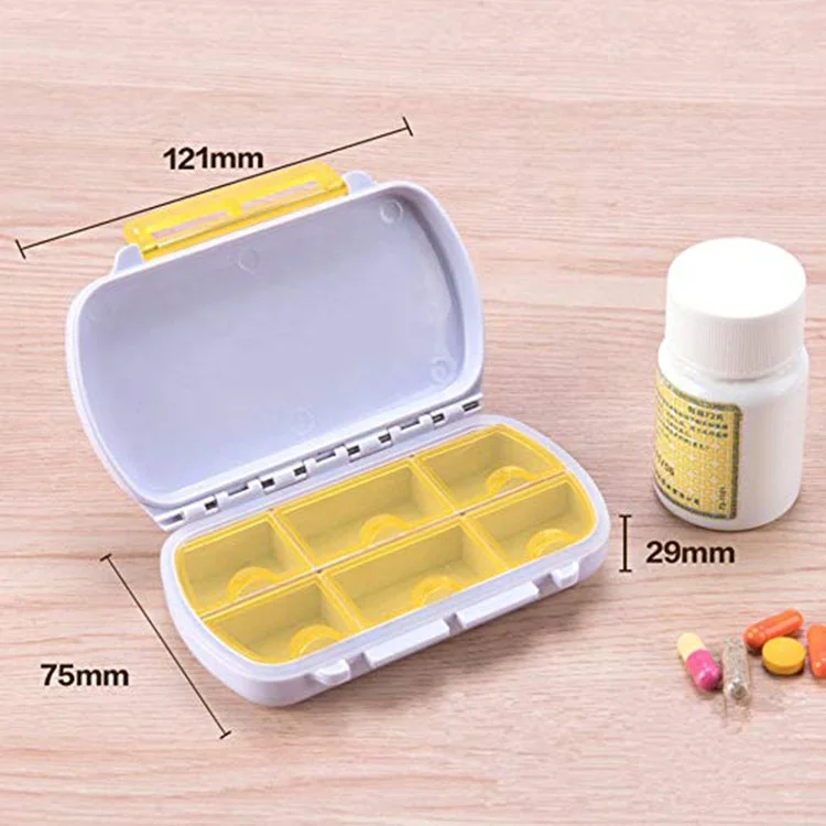6 Compartment Pill Case Bpa Free Waterproof And Airtight Pill Box For