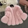 Factory fall clothing faux fox fur jacket& coat For Women