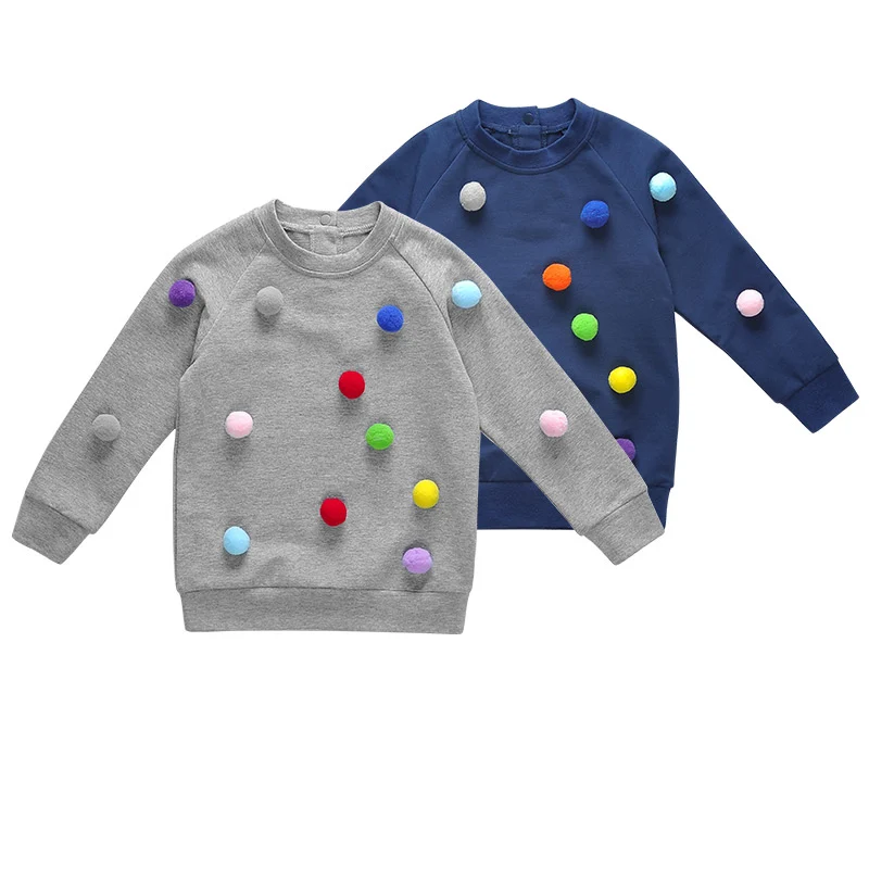 Long Sleeves Embroidered Pom Pom Crewneck Baby Boys Sweater Design