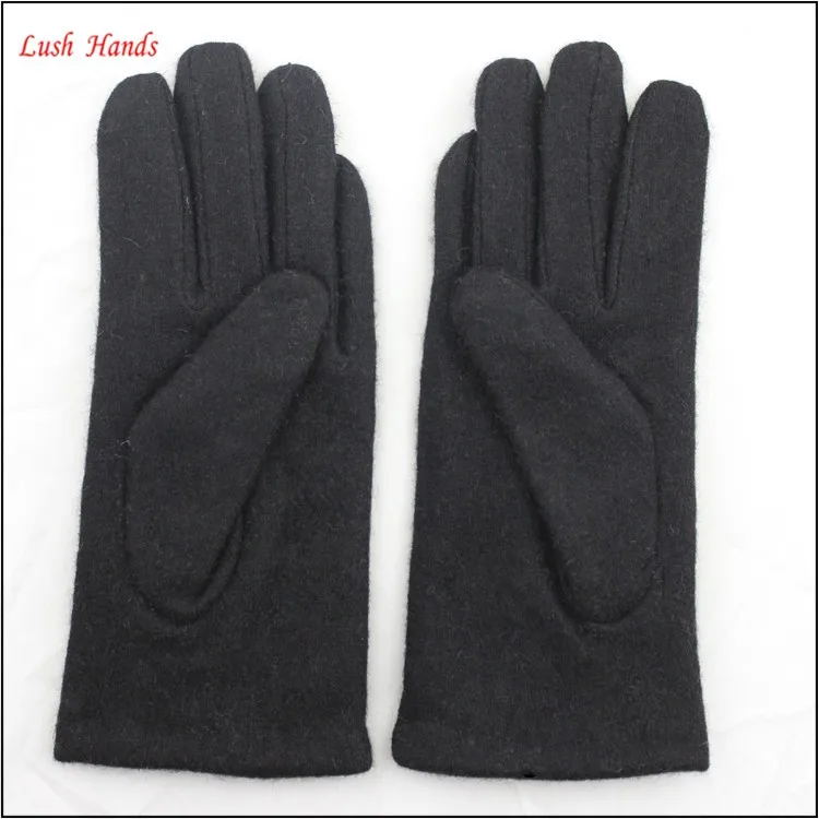ladies black woolen gloves finger ring gloves factory in China