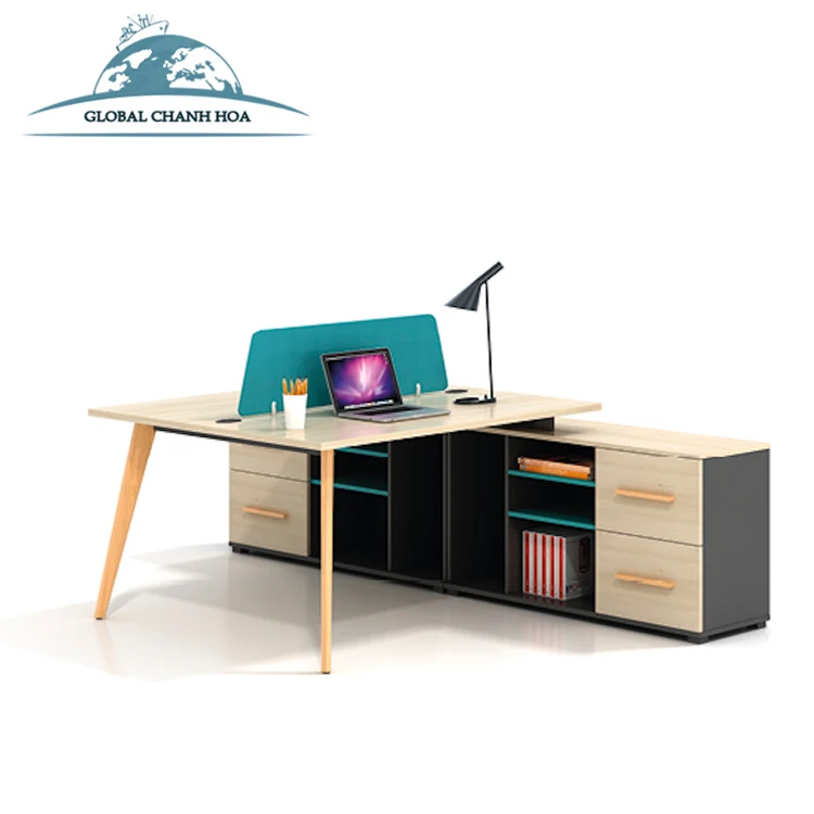 2 Person Movable Studio Modular Wood Work Station Furniture