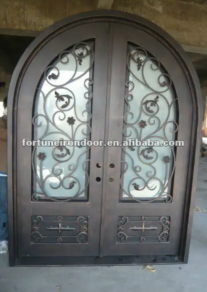Wrought Iron Exterior Tempered Glass Weather Stripping Exterior