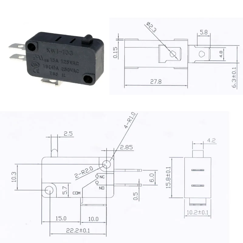 16a 250vac Microwave Oven Door Micro Switch -5-+65 Degree Operating ...