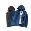 Fashion 2019 Autumn Ready to Ship Covered Button Zippers with Hood Mens Denim Casual Jacket