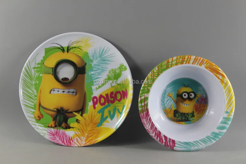 2017 Hot Sale Melamine Kids Plate And Bowl Sets For Promotion