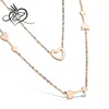 Women Rose Gold Plated Double Layer Stainless Steel Arrow&Heart Chain Necklace for Christmas