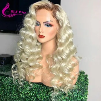 long blonde wig with dark roots