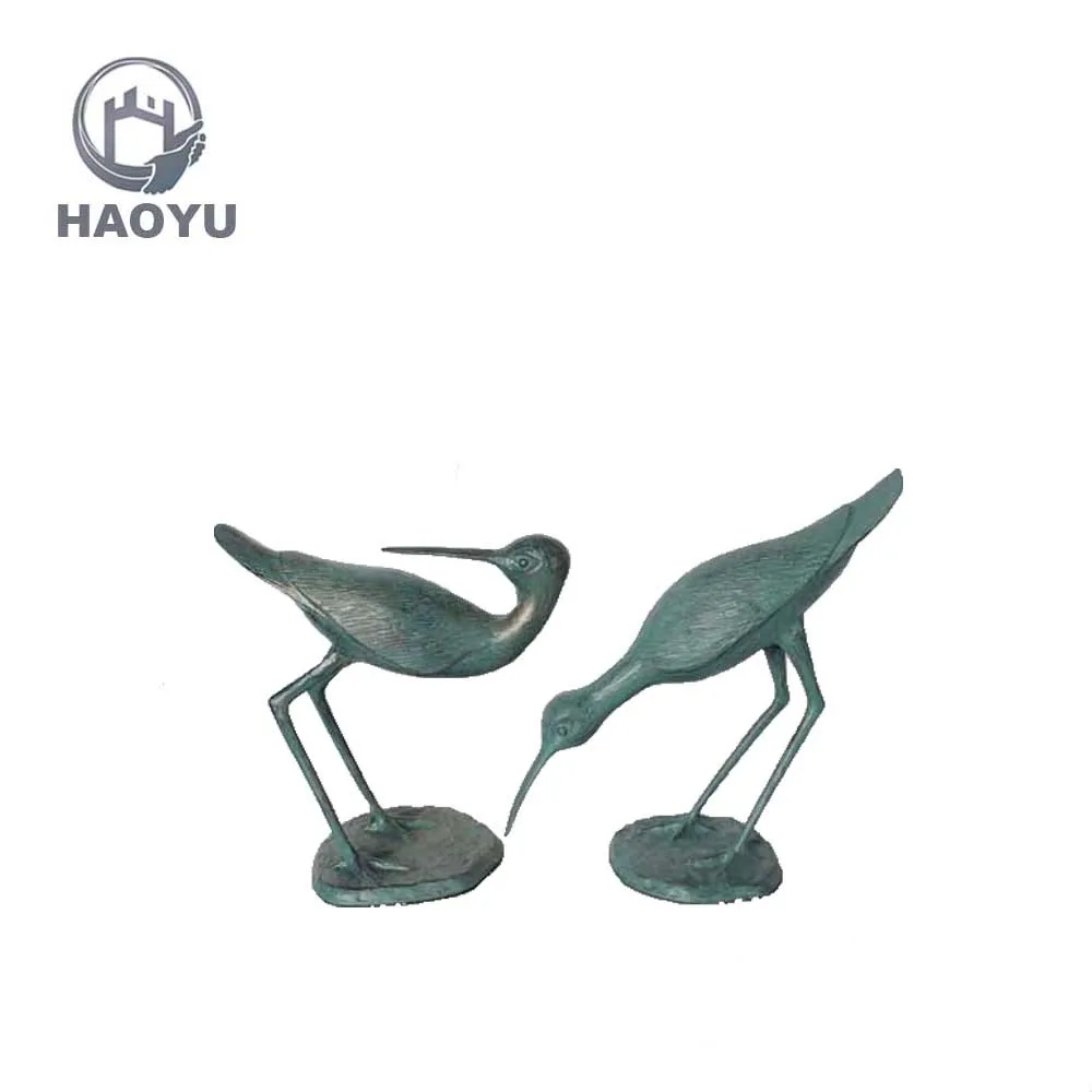 Handicraft cast aluminium metal garden decoration metal garden status garden ornament animal crane
