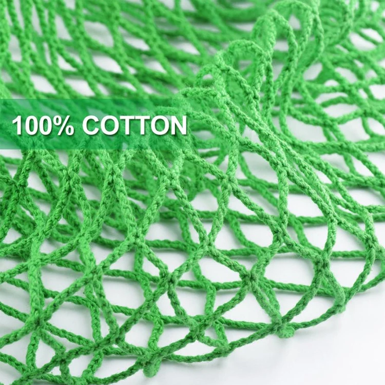 Customize Reusable Net Knitted Making Green Cotton Large Capacity Mesh Storage Bag With Shoulder Handle For Fruit Vegetable