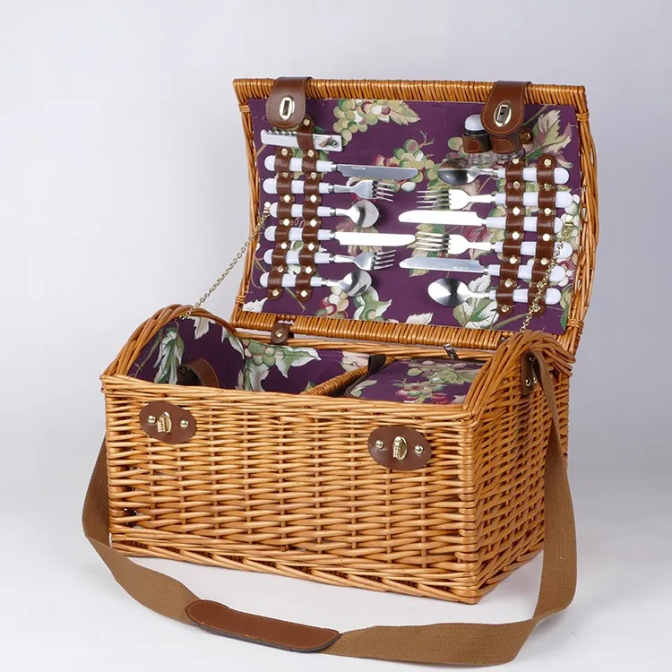 Rattan Food Beverage Cooler Picnic Basket Woven Box Buy Picnic Basket