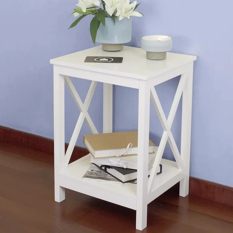 Unique Modern White Small Cross Side End Table For Living Room - Buy