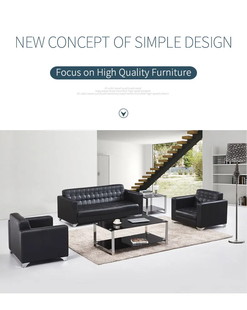 Modern minimalist office business meeting guest tea reception sofa coffee table combination