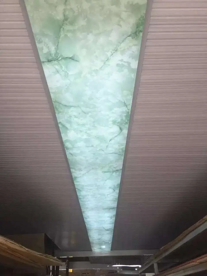 Natural Transparent Onyx And Glass Composite Panels For Ceiling