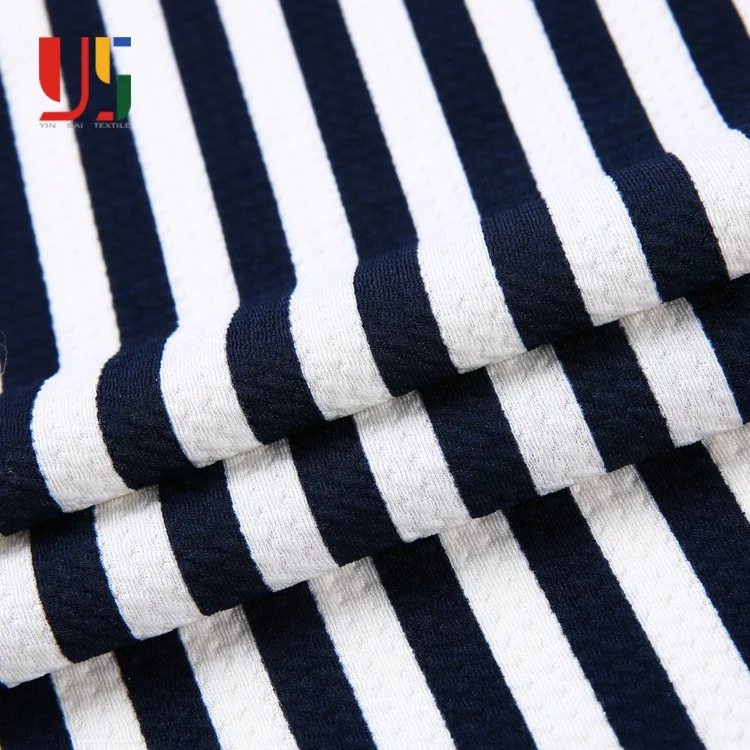 Black And White Stripe Spandex Stretch Polyester Jacquard Strip Fabric