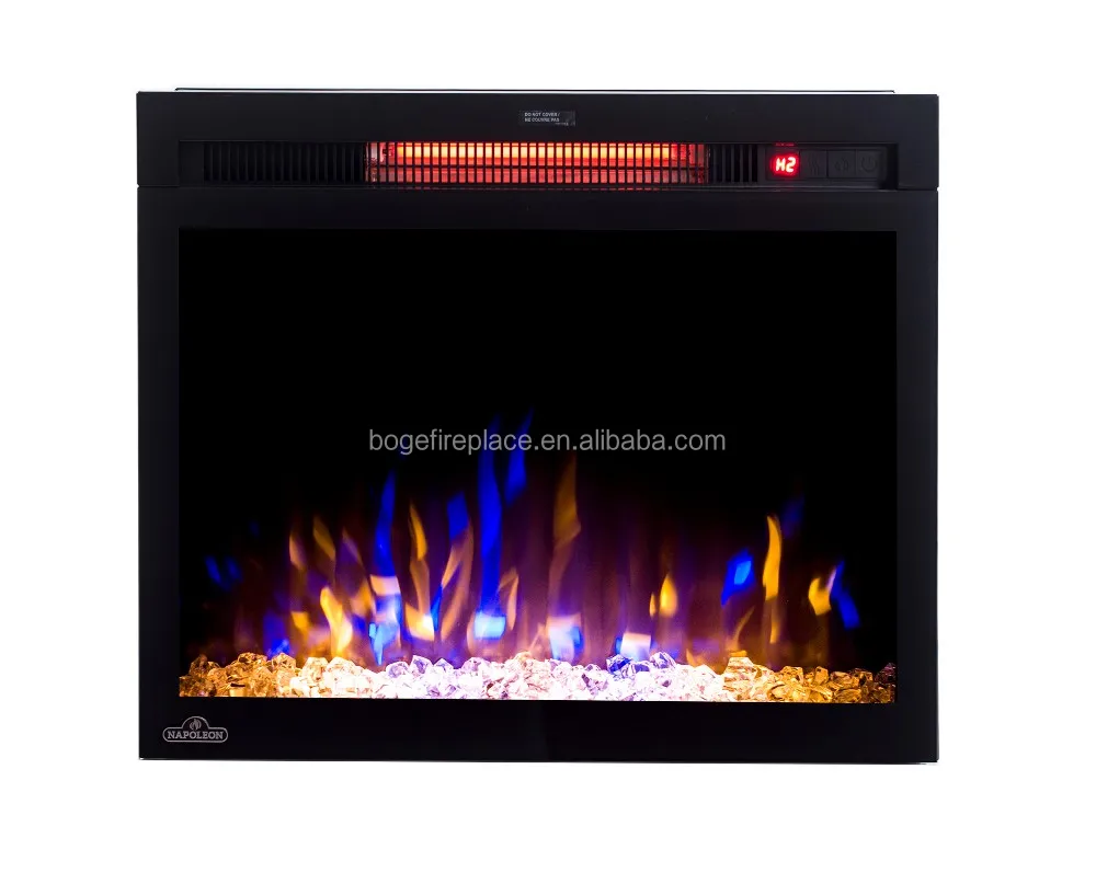 Decor Flame Fireplace Insert Electric Heater With Wood Burning Led