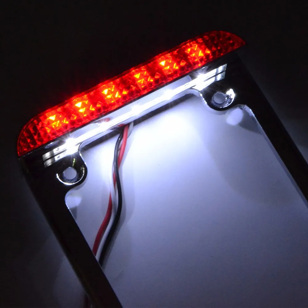 3" Aluminum Universal Motorcycle Led License Plate Frame With Led Tail