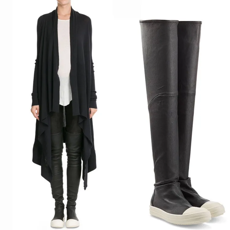 flat high knee boots