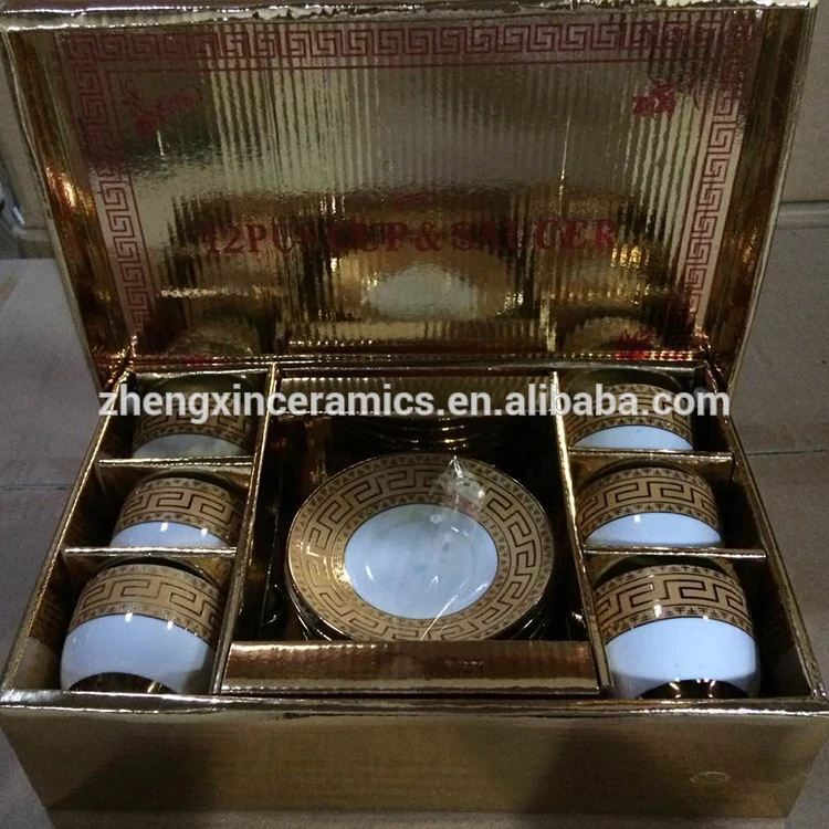 Wholesale Luxury Royal Golden Porcelain Coffee Tea Cup Set And Saucers