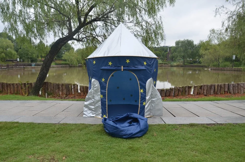 儿童游戏帐篷-蓝色粉红色王子城堡儿童帐篷-室内户外折叠带手提袋隧道