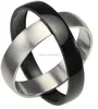 Black & Silver Stainless Steel Twistable Spinning 5mm Band Ring, Two In One Spinning Ring