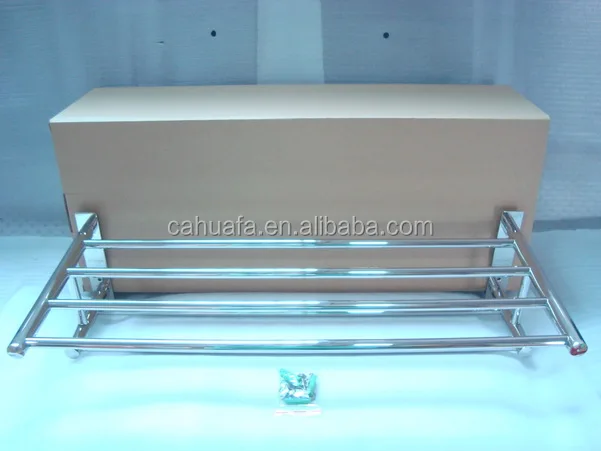 Hotel Bathroom Polished Wall Mounted Double Layer Stainless Steel SUS304 Towel Holder/Towel Rack