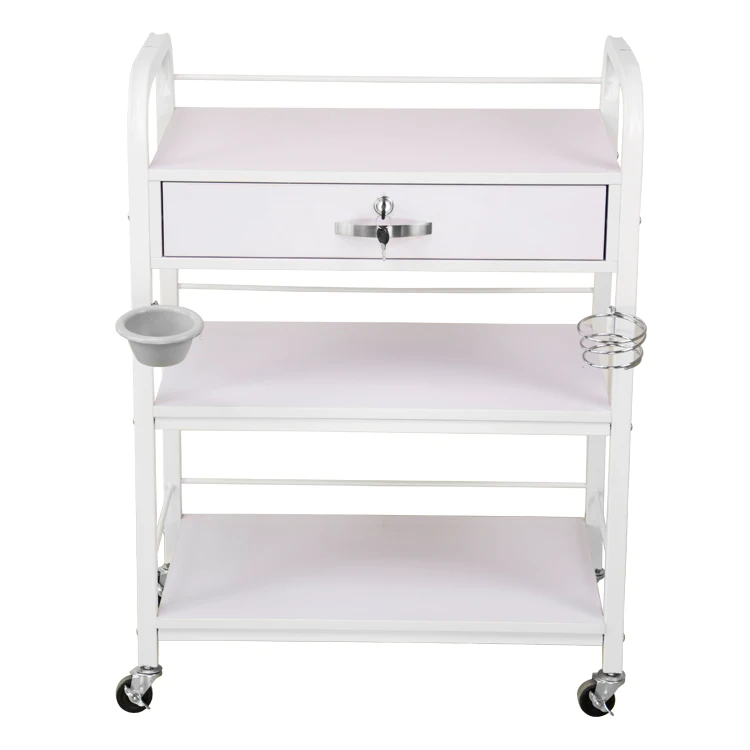JVSURF 3 Shelf Large Stainless Steel S/S Chrome Electroplated Beauty Salon Trolley Cart Storage with Wheels Dentist Wax Tattoo Treatment 53 x 37 x 87CM Rolling 
