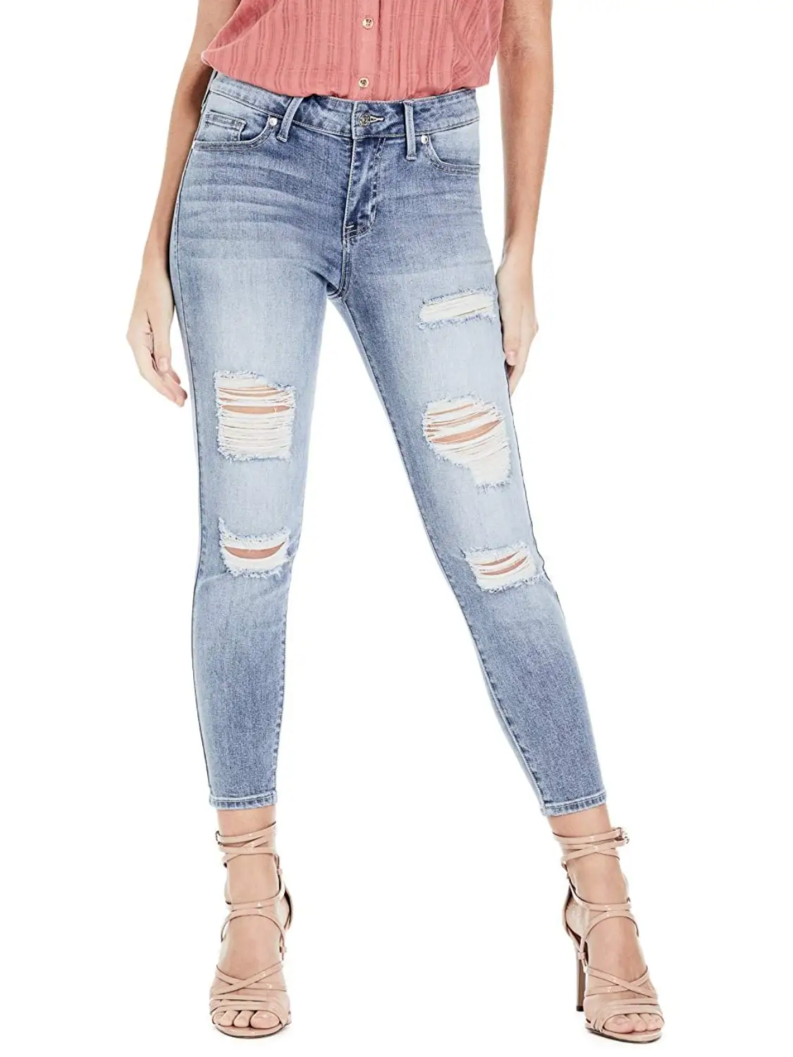 destroyed capri jeans