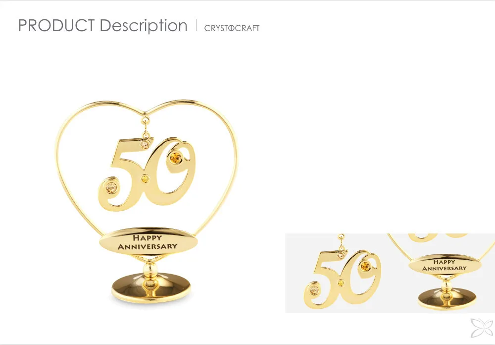 Crystocraft Gold Plated Love Heart 50 Presents With Brilliant Cut ...