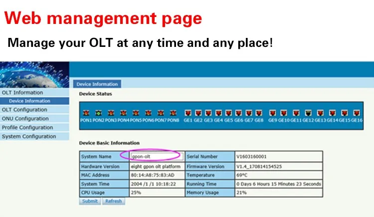 Hot sell VSOL OLT V1600G1 FTTH 10GE uplink GPON OLT with SFP class C+