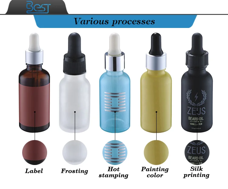 Hair Oil Bottles 15ml 20ml 30ml 50ml Frosted Dropper Glass Bottle 1oz