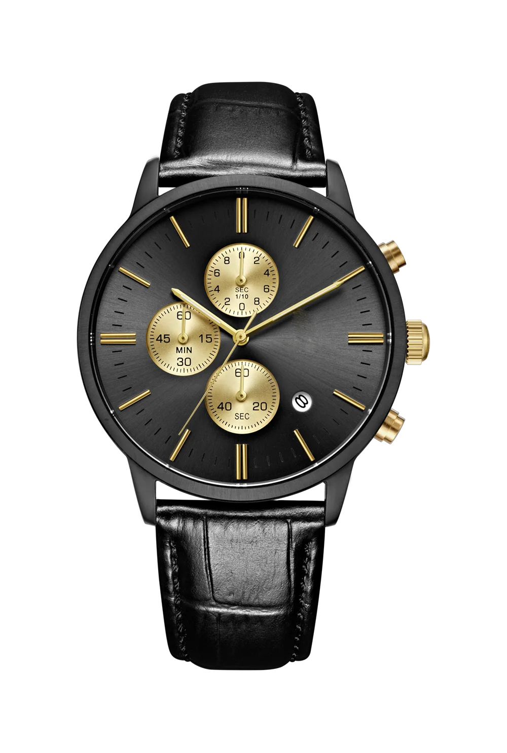 Custom your own logo oem watch men simple chrono golden bezel japan movt quartz watch