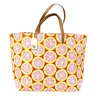 Eco-Friendly Reusable Burlap Jute Tote Bag Orange Design by Sun Society - For Grocery, Shopping and the Beach