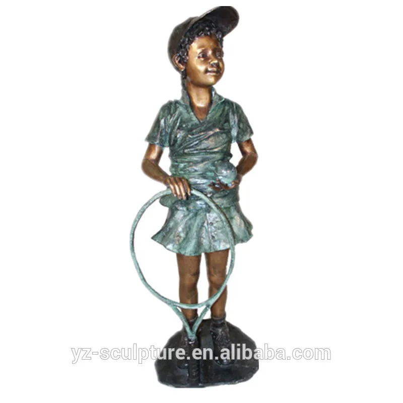 Garden Life Size Bronze Leap Frog Boy And Girl Statues Brass Kids