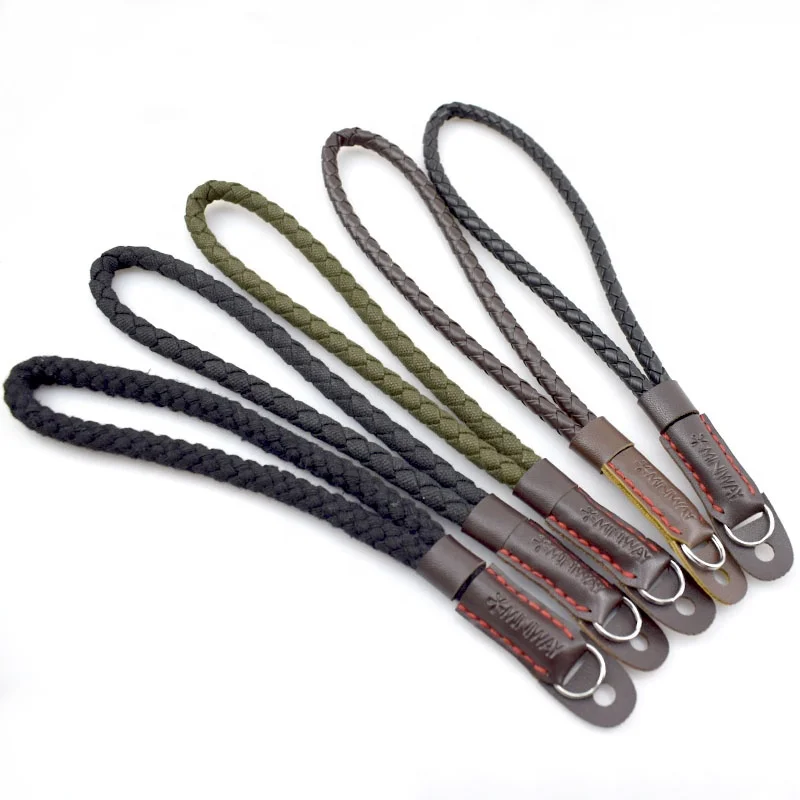 Fashion canvas woven PU braid leather hand camera shoulder strap belt wrist straps grip Camera Straps