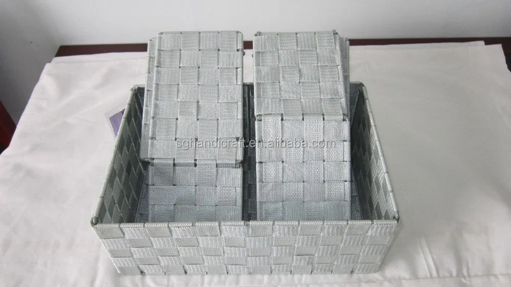 High Quality Woven PP Straw Storage Basket with PVC Handle