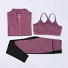 3-pieces yoga suits bra tee elastic yoga pants seamless workout running fitness wholesale high waist sports yoga leggings women