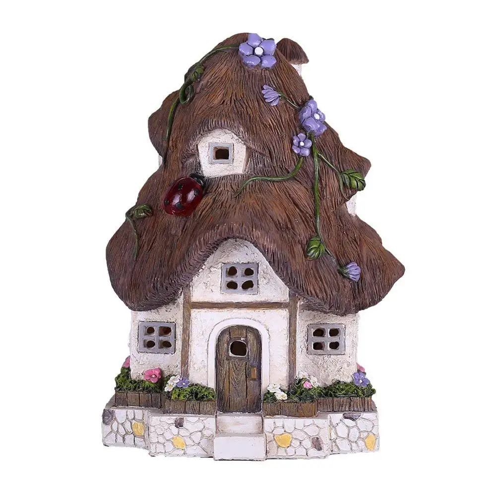 hannahs cottage fairy garden house outdoor statue solar light