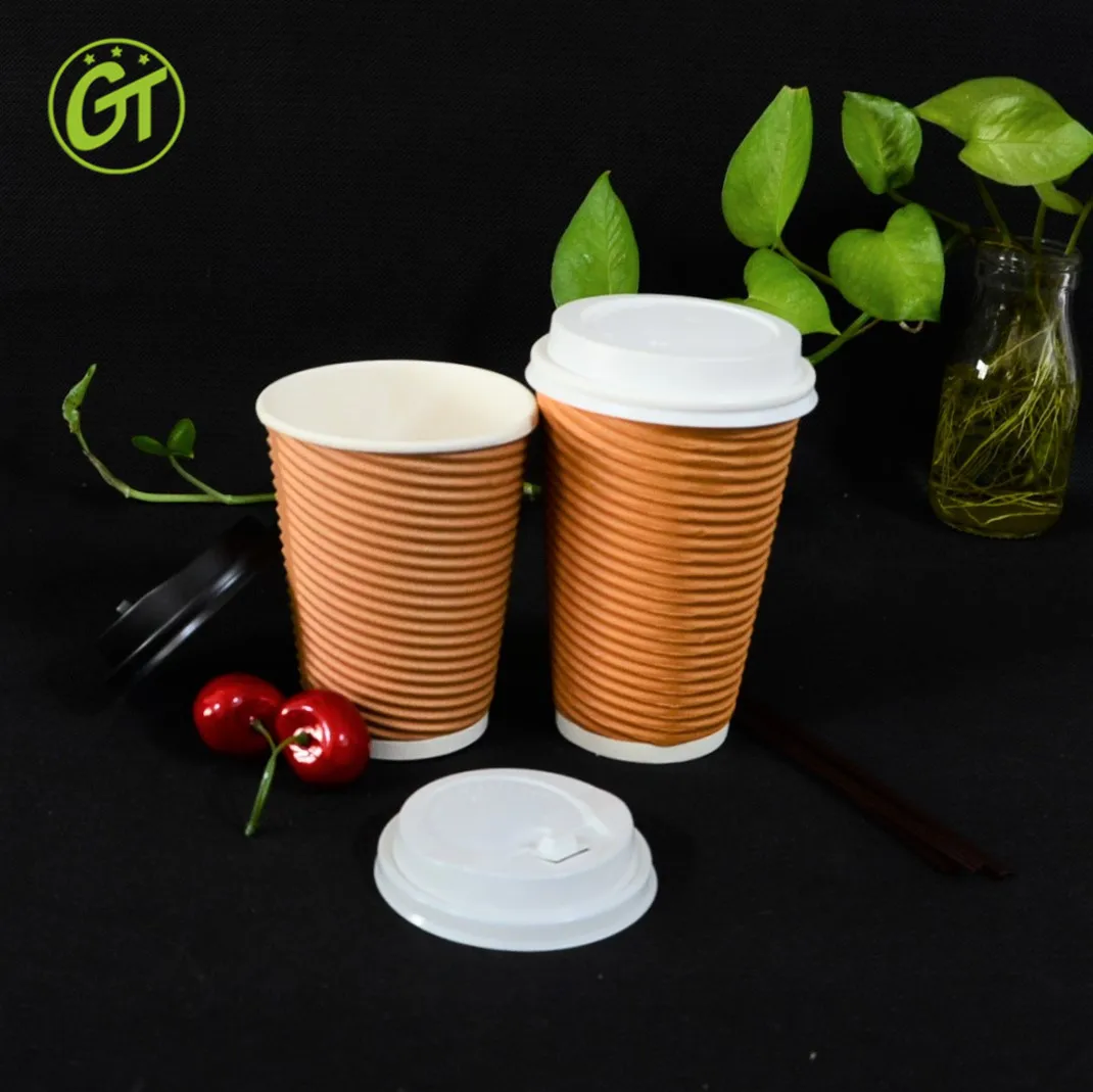Custom Printed Paper Coffee Cups With Oem Logo Wholesale Microwave Disposable Cup And Lids Latas