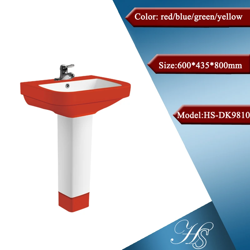 Ceramic Pedestal Washbasin,Yellow Pedestal Sink,Yellow Colored Pedestal