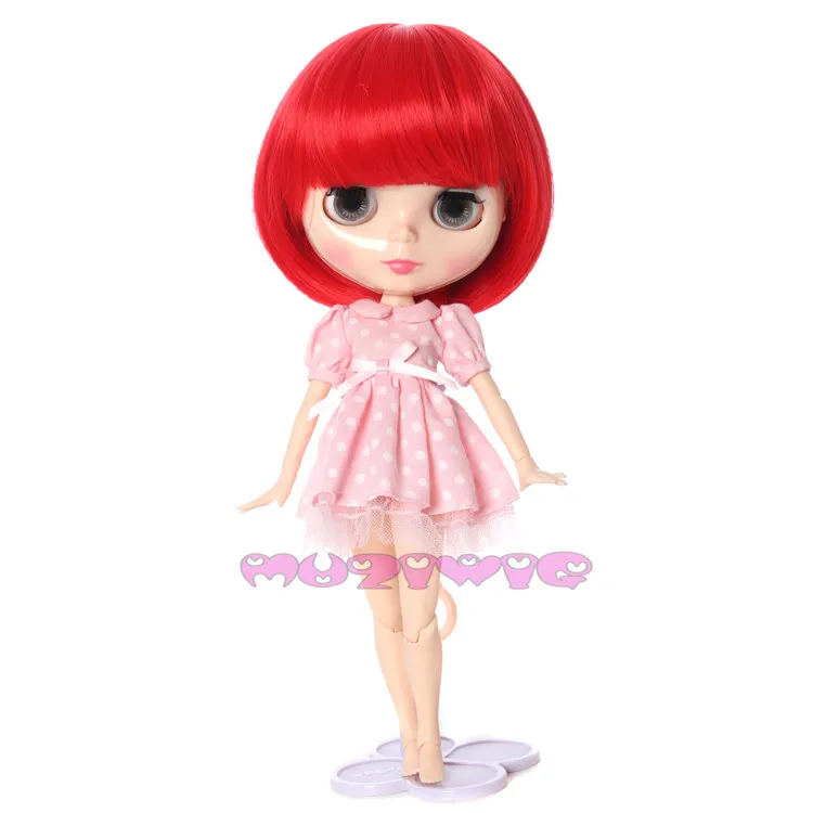 Heat Resistant Synthetic Short Bright Red Bob Doll Wig Hair With