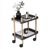 2-Tier Metal Nightstand Utility Cart Sofa Table Side End Table with Wheels