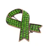Wholesale custom alloy ribbon awareness charms different color rhinestone to improve cancer awareness brooch