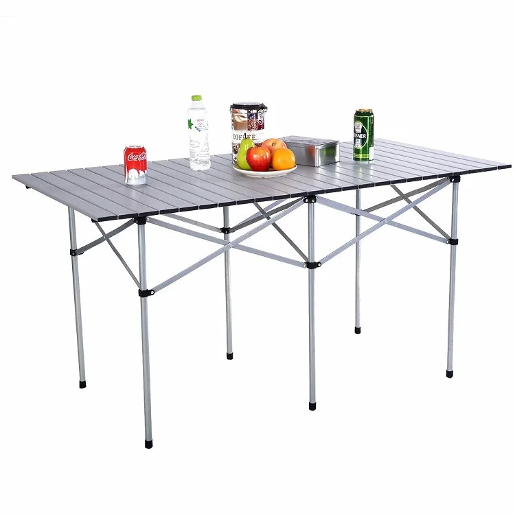 55" Large Aluminiu Roll Up Folding Table Outdoor Picnic  Camping Party Bag