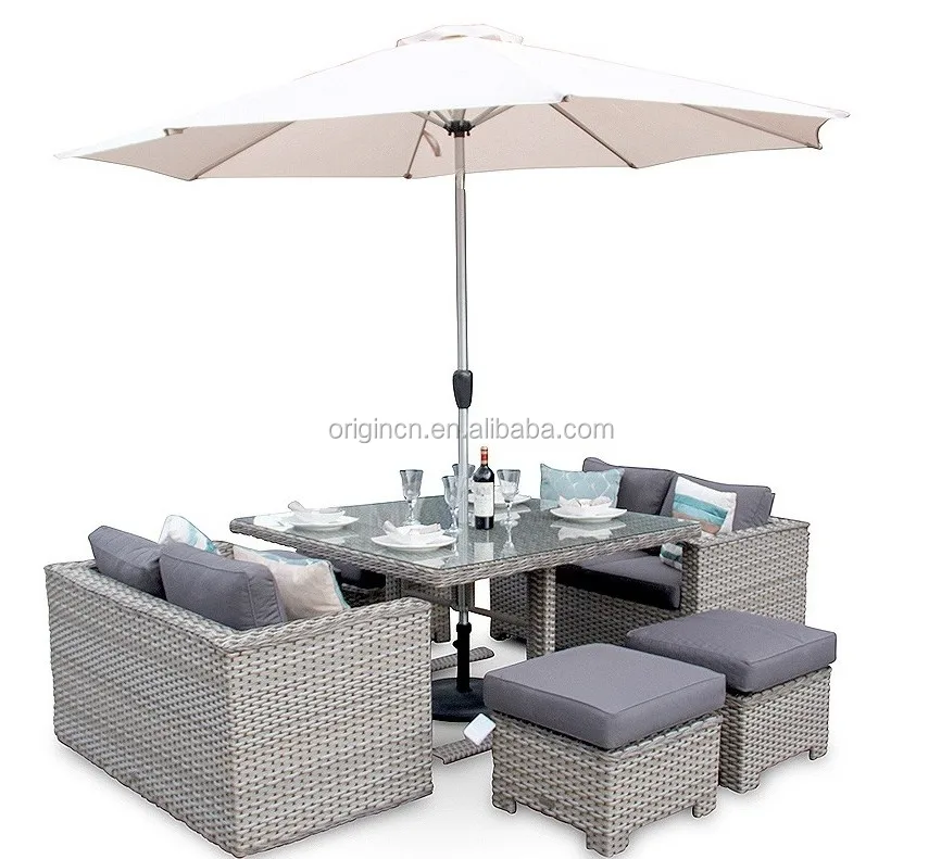 Luxury Commercial Cube Outdoor Garden Table And Sofa Chair Poly