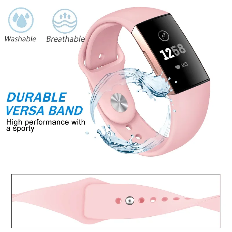 Custom Soft Silicone Rubber Replacement Sport Wrist Watch Band For Fitbit Charge 3