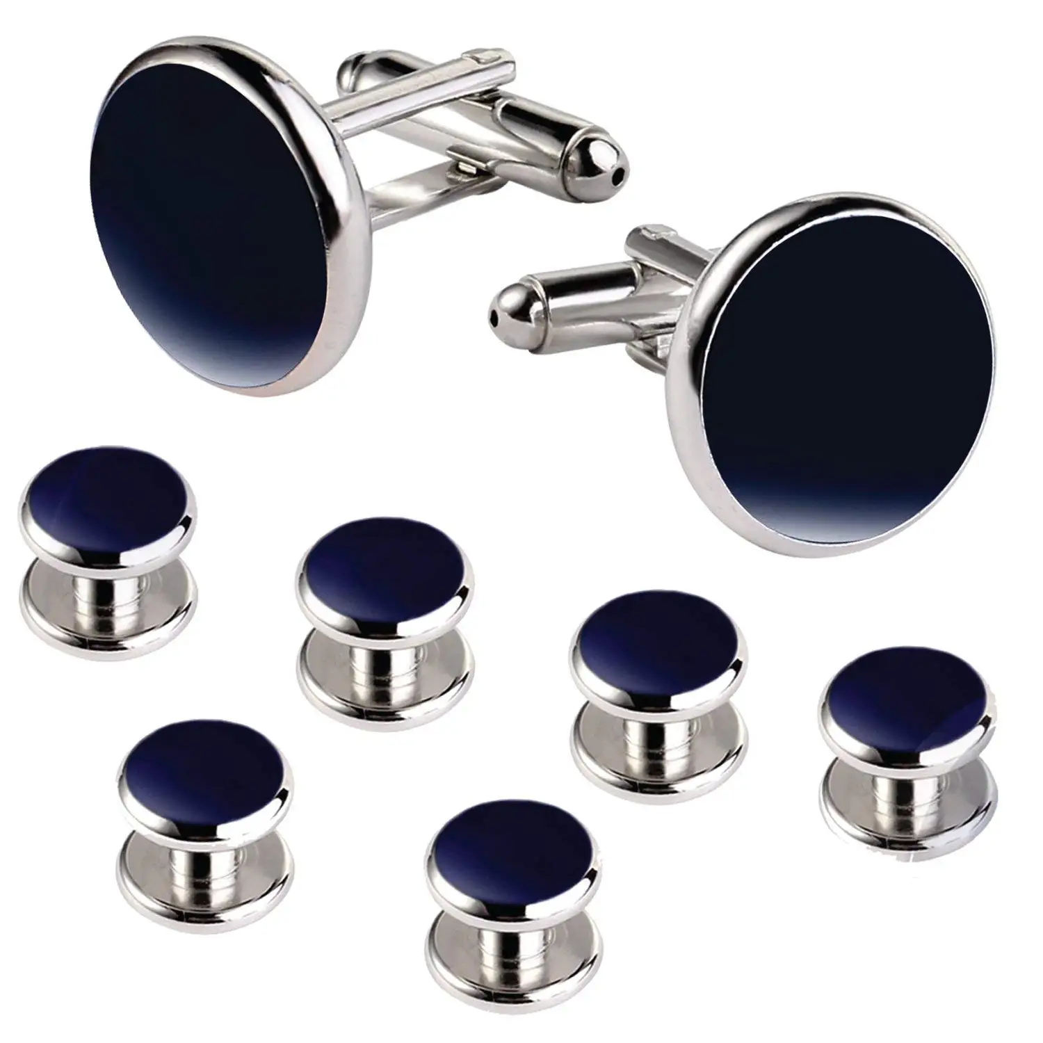 Buy BodyJ4You Cufflinks and Studs Set for Tuxedo Blue Geometric Line